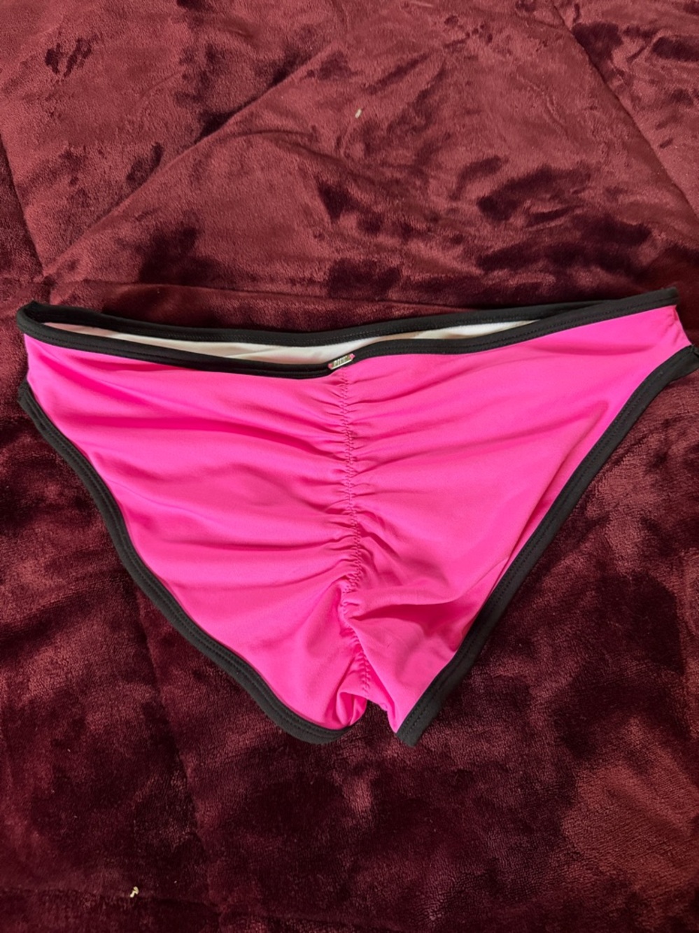PINK Victoria's Secret Hot Pink Bikini Bottom with Black Trim